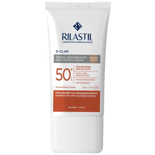 Rilastil D-Clar Uniforming Cream Spf50+ Medium Αντηλιακή Κρέμα Προσώπου Πολύ Υψηλής Προστασίας με Χρώμα για Ομοιόμορφη Όψη Μεσαίας Απόχρωσης 40ml